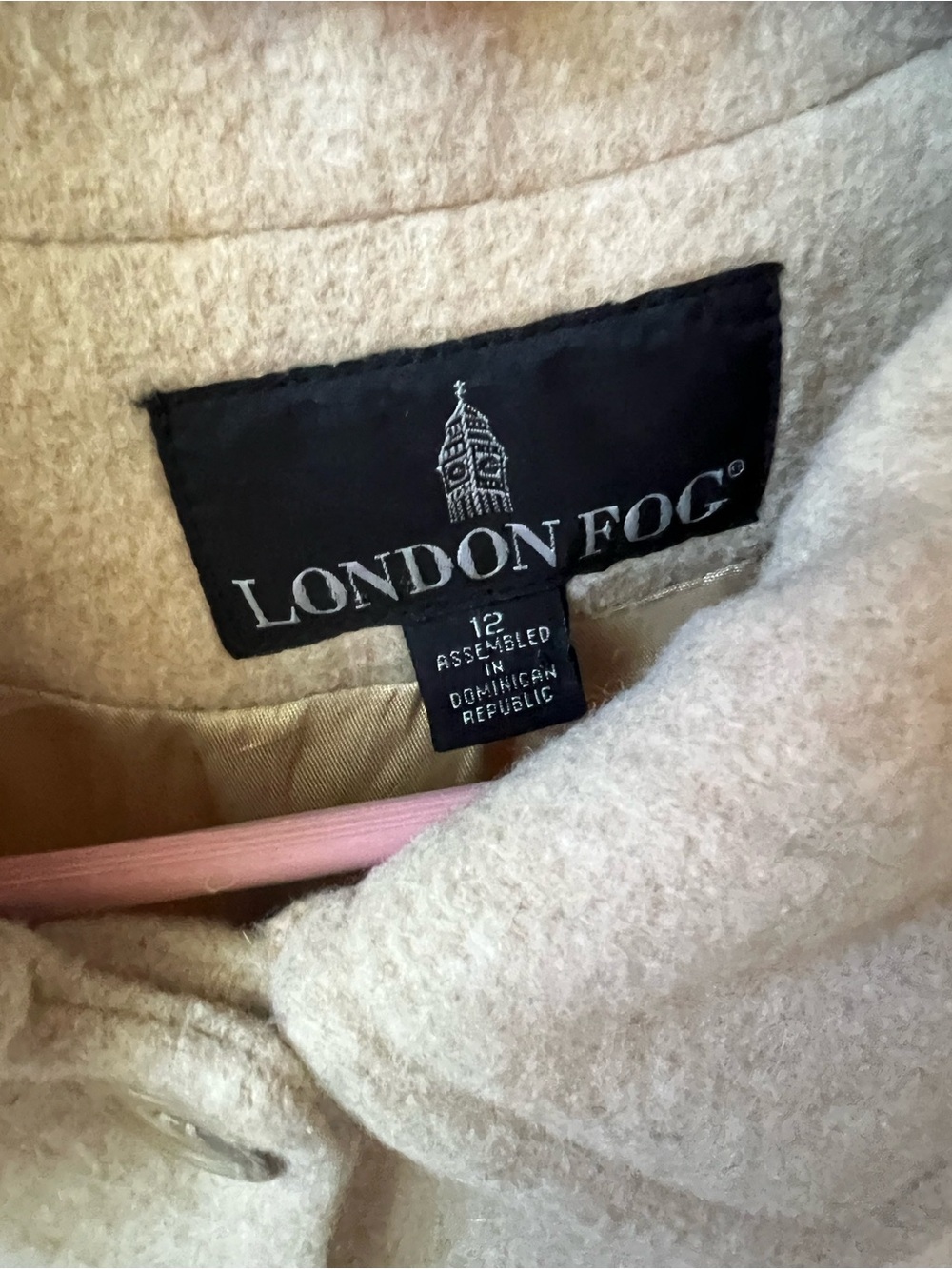 London Fog Women’s Wool Blend Coat Size 12 Beige Minimalist Button Front Jacket - Picture 4 of 4